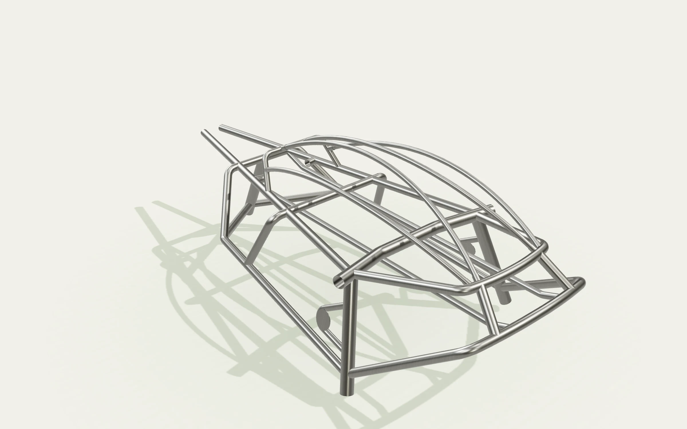 Studio render of the bare welded titanium TAMML frame